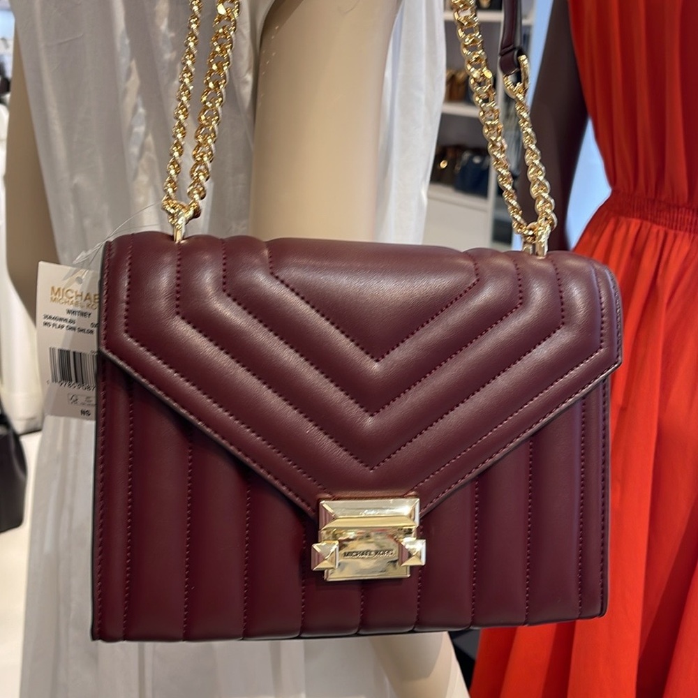 Michael Kors Burgundy Quilted Shoulder Bag - Picture 8 of 16